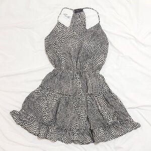 Style Vine Black & Ivory Abstract Print Tiered Halter Dress | NWT | Small